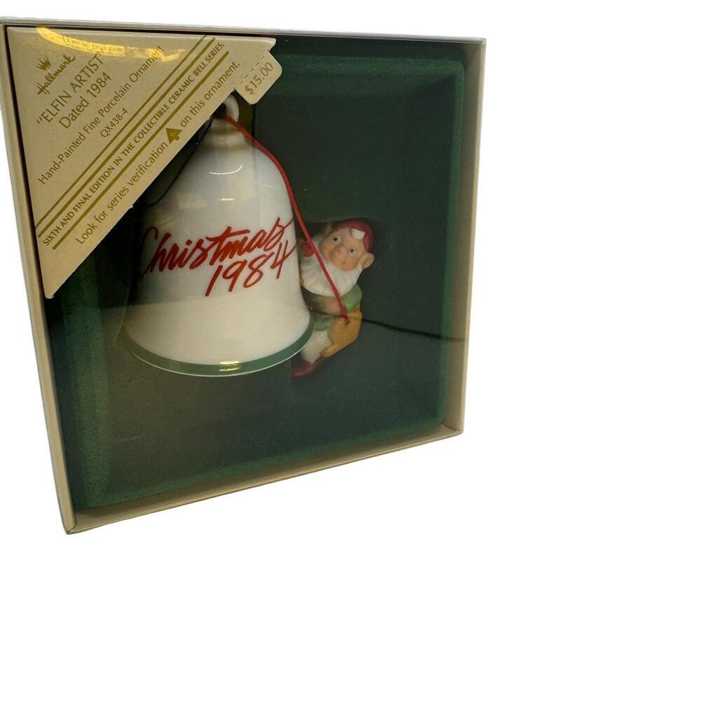 Hallmark Series Ornament The Bell Ringer #6 1984 Elfin Artist Porcelain QX438-4‎